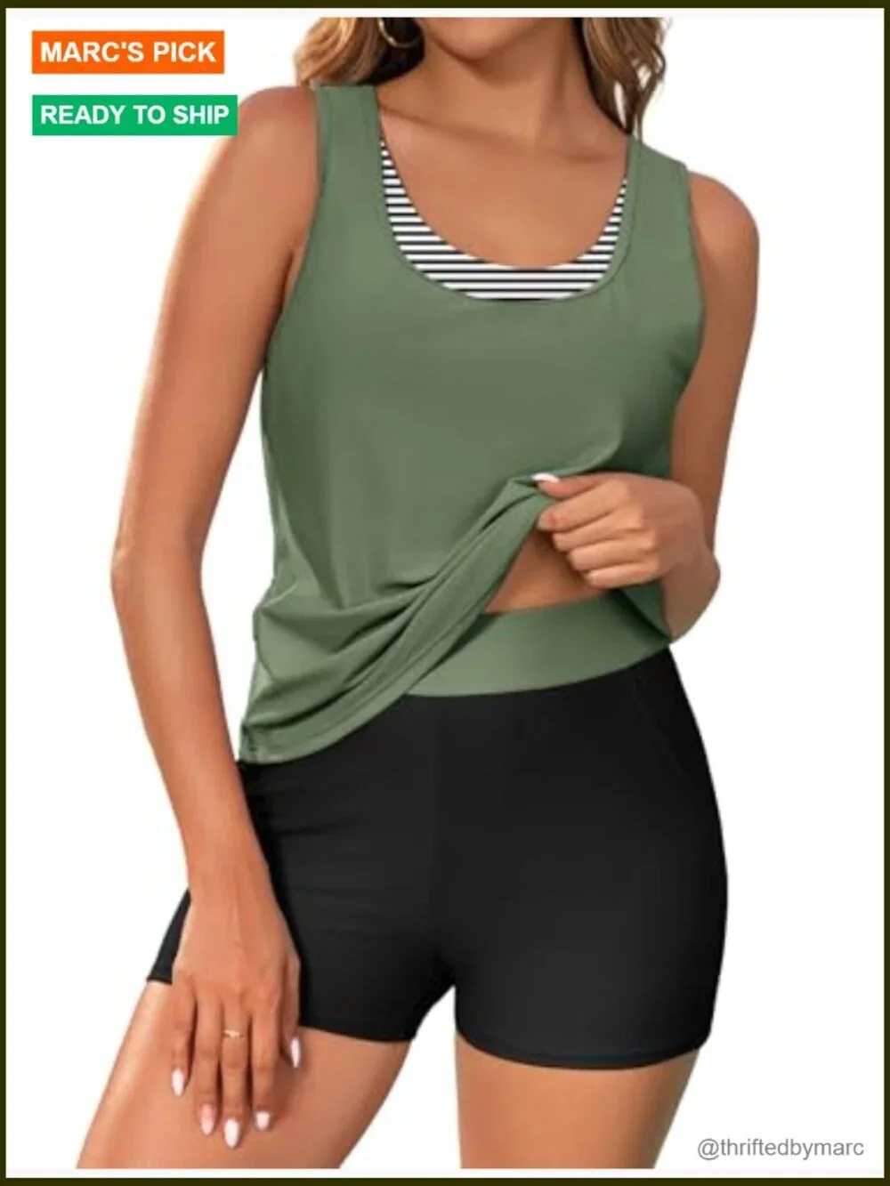 3 Piece Tankini Set with Swim Shorts Plus Size Modest Bathing Suit